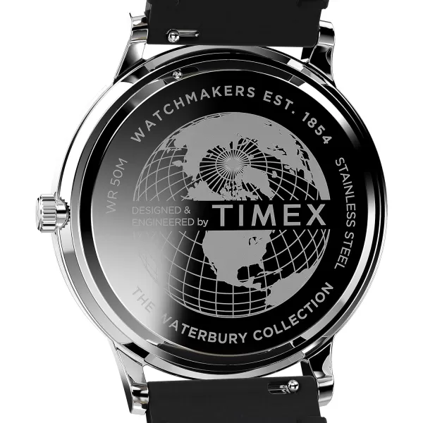 Timex Mens Waterbury Traditional 40mm WatchBlackWhiteStainless Steel