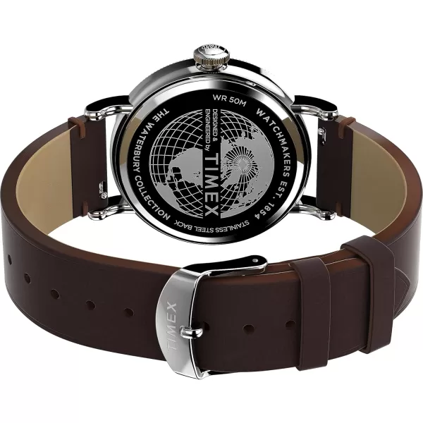 Timex Mens Waterbury Traditional 40mm WatchBrownBlueSilverTone