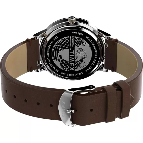 Timex Mens Waterbury Traditional 40mm WatchBrownBlueStainless Steel