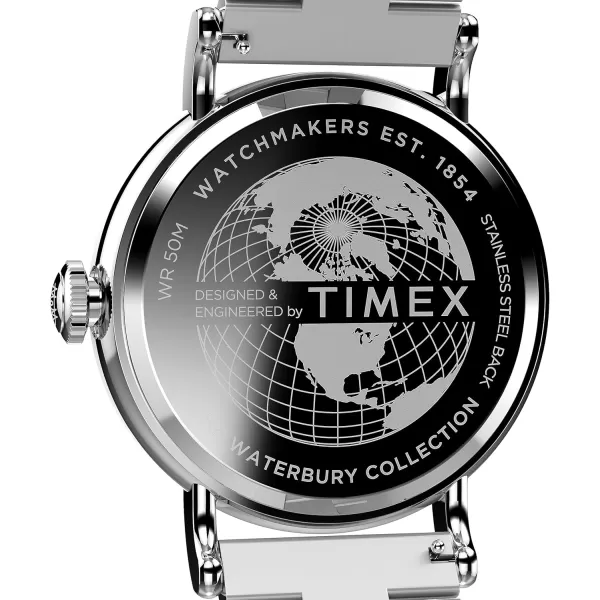 Timex Mens Waterbury Traditional 40mm WatchStainless SteelBlueSilverTone