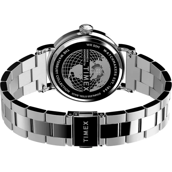 Timex Mens Waterbury Traditional 40mm WatchStainless SteelBlueSilverTone