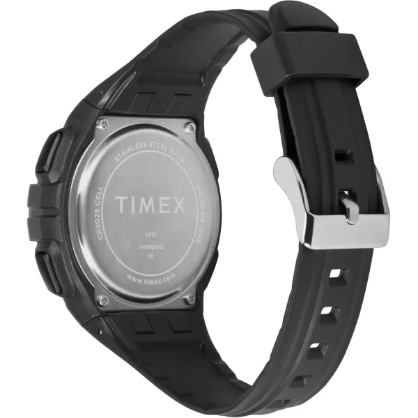 Timex Unisex Digital 43mm WatchBlackBlackDigitalOrange