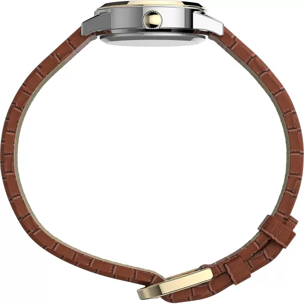 Timex Womens Essex Ave 25mm WatchBrownTwoToneWhite