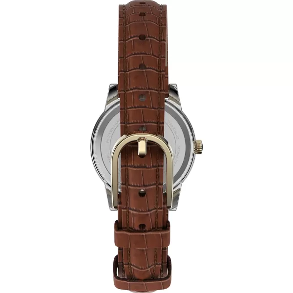 Timex Womens Essex Ave 25mm WatchBrownTwoToneWhite