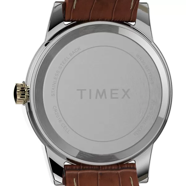 Timex Womens Essex Ave 25mm WatchBrownTwoToneWhite