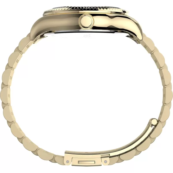 Timex Womens Waterbury Legacy 34mm WatchGoldToneGreen Crystals