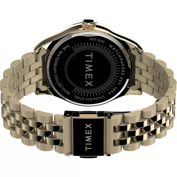 Timex Womens Waterbury Legacy 34mm WatchGoldToneGreen Crystals
