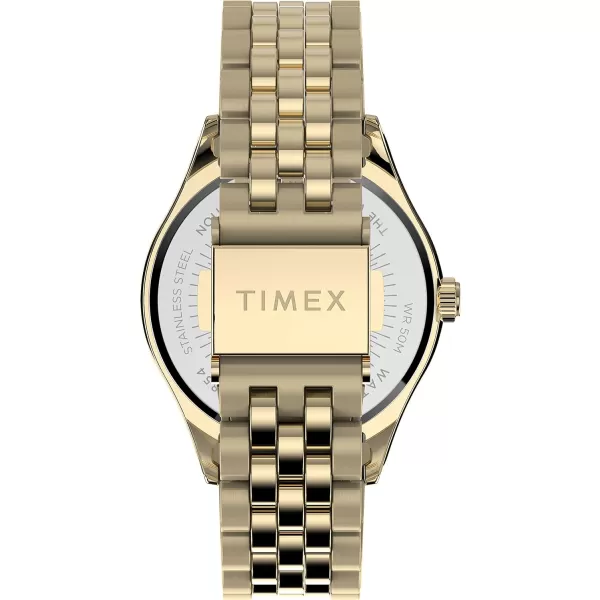 Timex Womens Waterbury Legacy 34mm WatchGoldToneGreen Crystals
