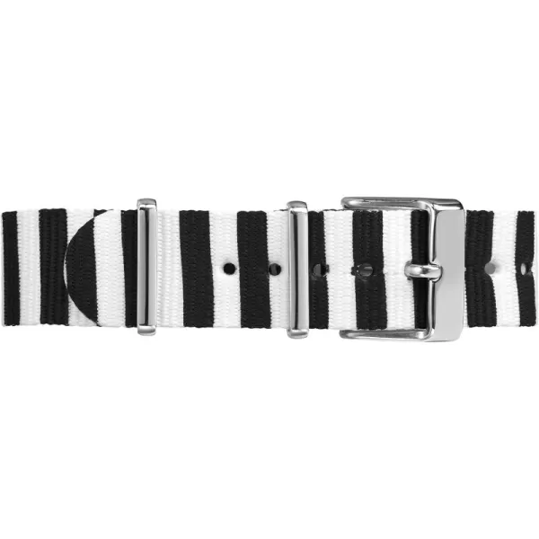 Timex 18mm DoubleLayered Nylon SlipThru StrapBlackWhite Stripe