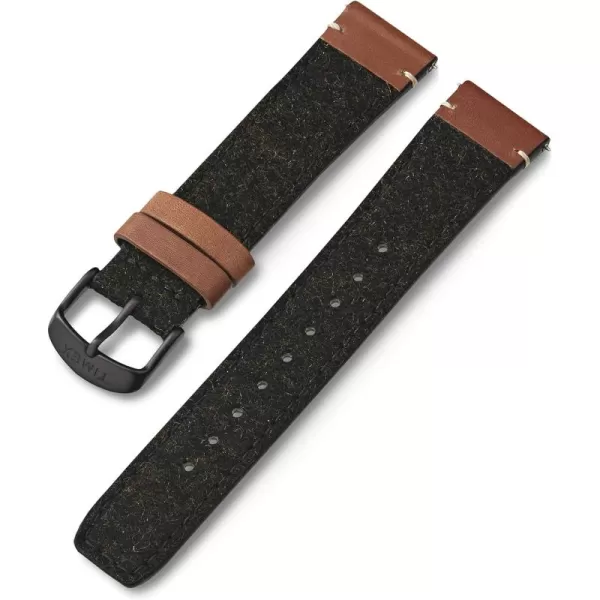 Timex 20mm Fabric ampamp Genuine Leather Strap  Tan ampamp Brown with SilverTone BuckleBlackBrownBlack
