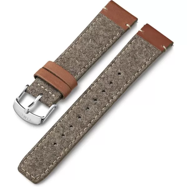 Timex 20mm Fabric ampamp Genuine Leather Strap  Tan ampamp Brown with SilverTone BuckleTanBrownSilverTone