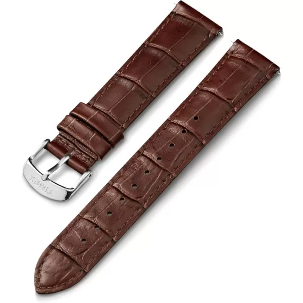 Timex 20mm Genuine Leather Strap  Dark Brown with SilverTone BuckleBrown CrocoSilverTone