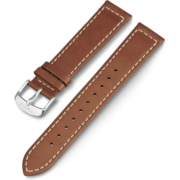 Timex 20mm Genuine Leather Strap  Dark Brown with SilverTone BuckleBrownSilverTone