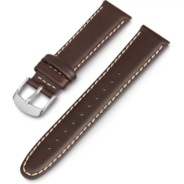 Timex 20mm Genuine Leather Strap  Dark Brown with SilverTone BuckleDark BrownSilverTone