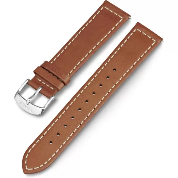 Timex 20mm Genuine Leather Strap  Dark Brown with SilverTone BuckleTanSilverTone