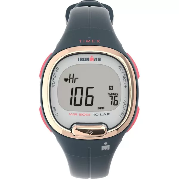 Timex Ironman Transit Watch with Activity Tracking ampamp Heart Rate 33mmNavyRose GoldTone