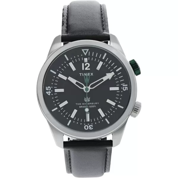 Timex Mens Waterbury Diver Automatic 40mm WatchBlackBlackStainless Steel