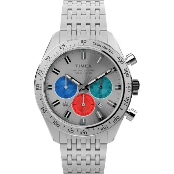 Timex Mens Waterbury Diver Automatic 40mm WatchStainless SteelSilverToneStainless Steel