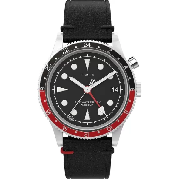 Timex Mens Waterbury Traditional 39mm WatchBlackBlackStainless SteelRed