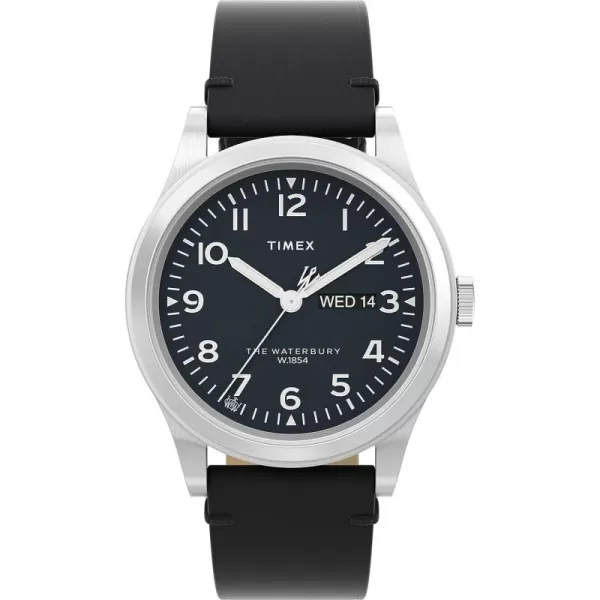 Timex Mens Waterbury Traditional 39mm WatchBlackBlackStainless SteelWhite