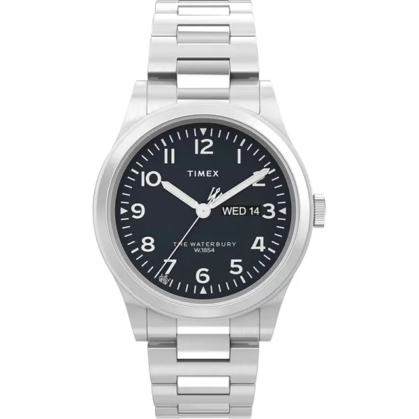 Timex Mens Waterbury Traditional 39mm WatchStainless SteelBlackStainless SteelWhite
