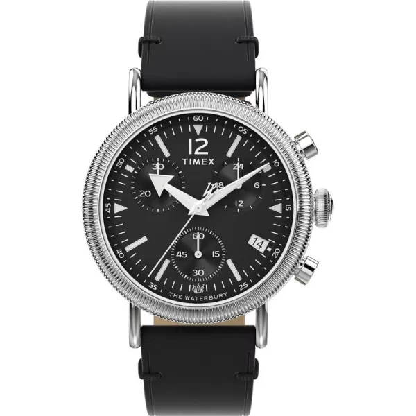 Timex Mens Waterbury Traditional 40mm WatchBlackBlackSilverToneChrono
