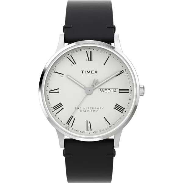 Timex Mens Waterbury Traditional 40mm WatchBlackWhiteStainless Steel