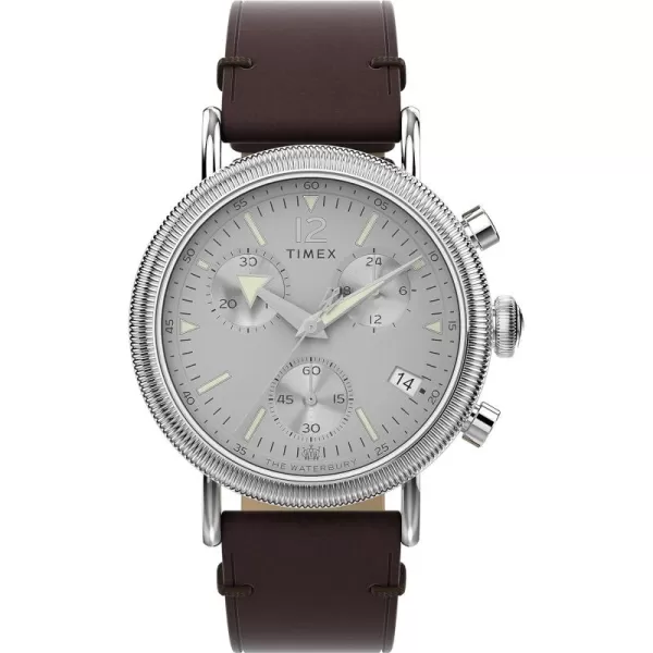 Timex Mens Waterbury Traditional 40mm WatchBrownSilverToneSilverToneChrono