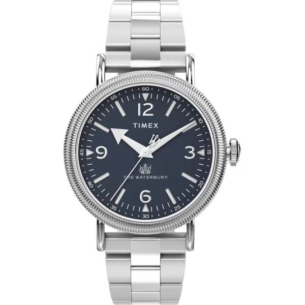 Timex Mens Waterbury Traditional 40mm WatchStainless SteelBlueSilverTone