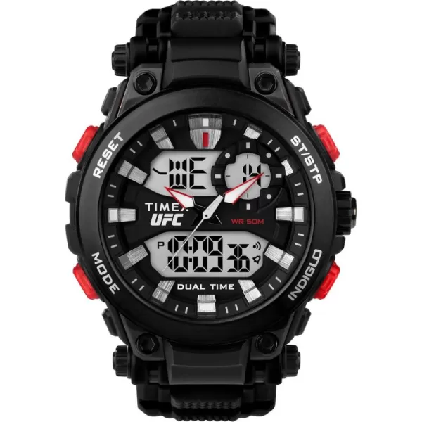 Timex UFC Mens Impact 50mm WatchBlackBlackBlack