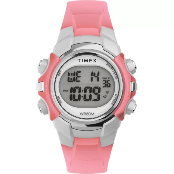 Timex Unisex Digital 33mm WatchPinkSilverToneDigital