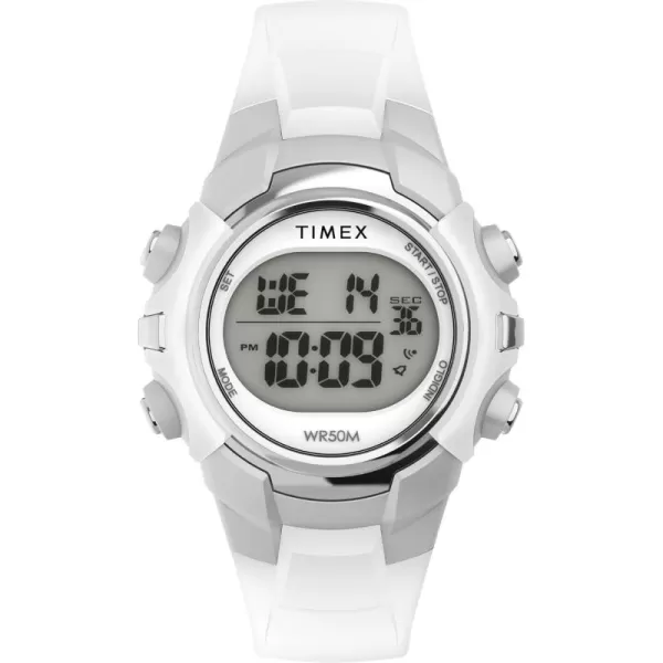 Timex Unisex Digital 33mm WatchWhiteSilverToneDigital