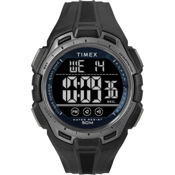 Timex Unisex Digital 43mm WatchBlackBlackDigitalBlue