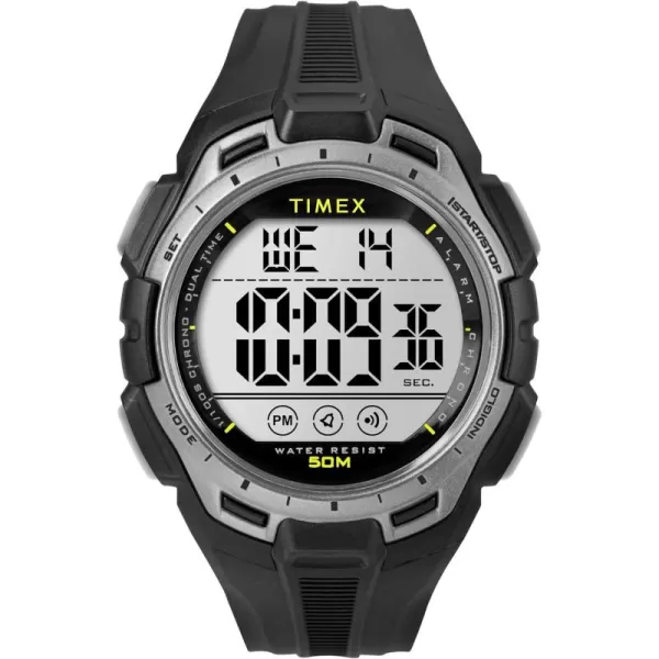 Timex Unisex Digital 43mm WatchBlackBlackDigitalSilver Top Ring