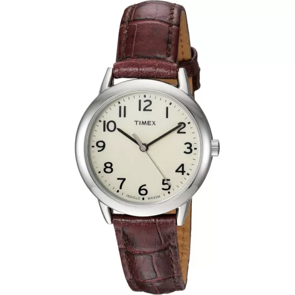 Timex Womens Easy Reader WatchBrownSilverToneWhite30mm