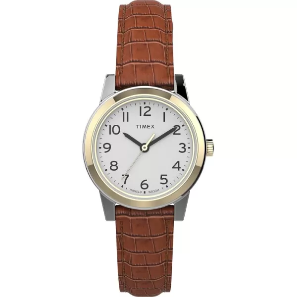 Timex Womens Essex Ave 25mm WatchBrownTwoToneWhite