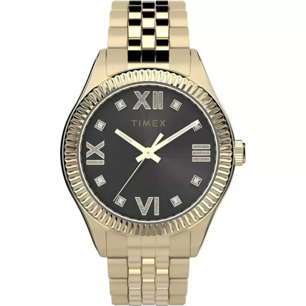 Timex Womens Waterbury Legacy 34mm WatchGoldToneBlack Crystals