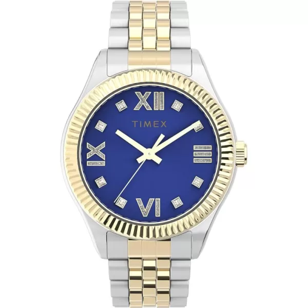 Timex Womens Waterbury Legacy 34mm WatchTwoToneBlue Crystals