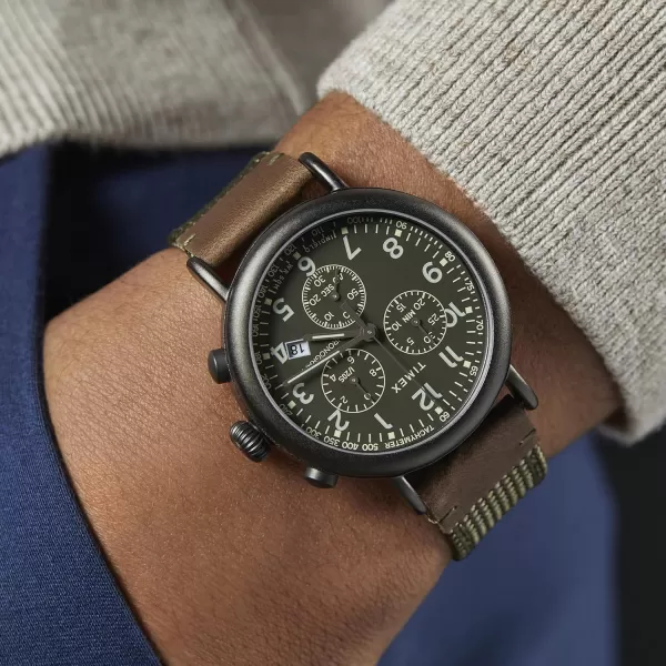 Timex Dress Watch and Timex Mens Standard Chronograph 41mm WatchBrownSilverBlack