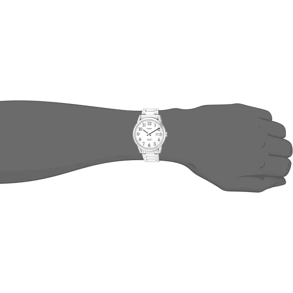 Timex Mens Easy Reader WatchSilverToneSilverToneWhiteA38mm
