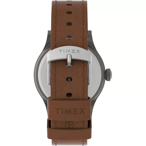 Timex Mens Expedition Scout 40mm Watch  Gray Case Black Dial with Brown Ecco DriTan Leather Strap