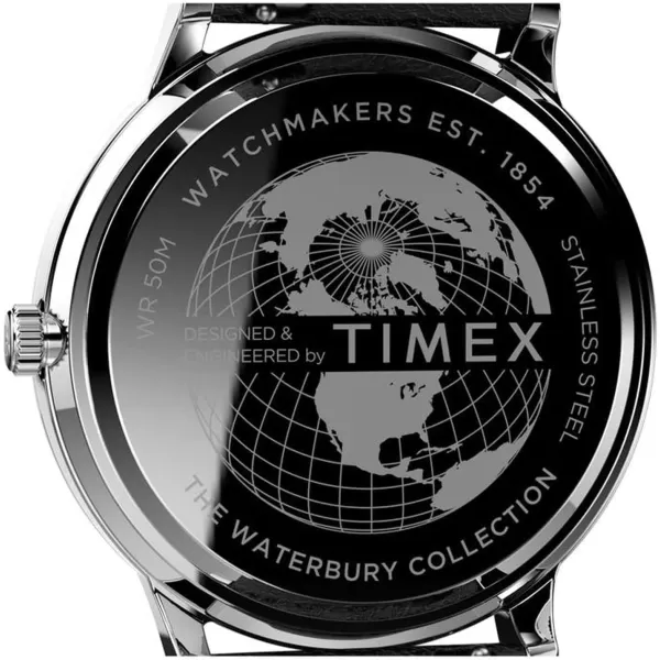 Timex Mens Waterbury Classic 40mm WatchBlackWhiteStainless Steel