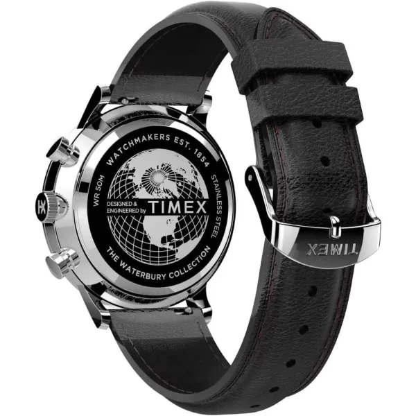 Timex Mens Waterbury Classic 40mm WatchBlackWhiteStainless SteelChrono