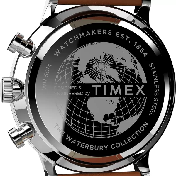 Timex Mens Waterbury Classic 40mm WatchBrownBlueStainless Steel