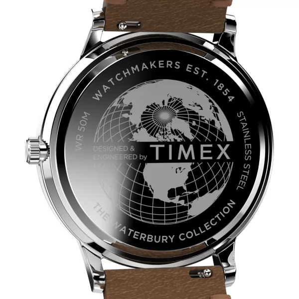 Timex Mens Waterbury Classic 40mm WatchBrownCreamStainless Steel