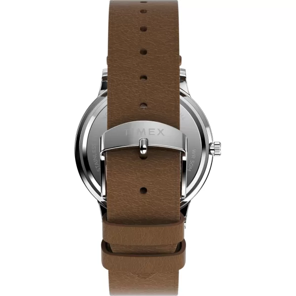 Timex Mens Waterbury Classic 40mm WatchBrownCreamStainless Steel