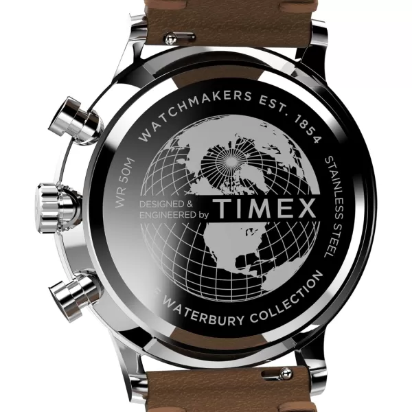 Timex Mens Waterbury Classic 40mm WatchBrownCreamStainless SteelChrono