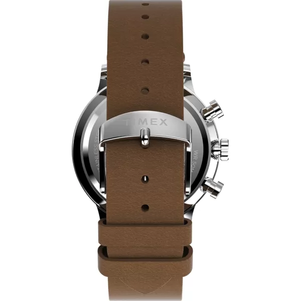 Timex Mens Waterbury Classic 40mm WatchBrownCreamStainless SteelChrono