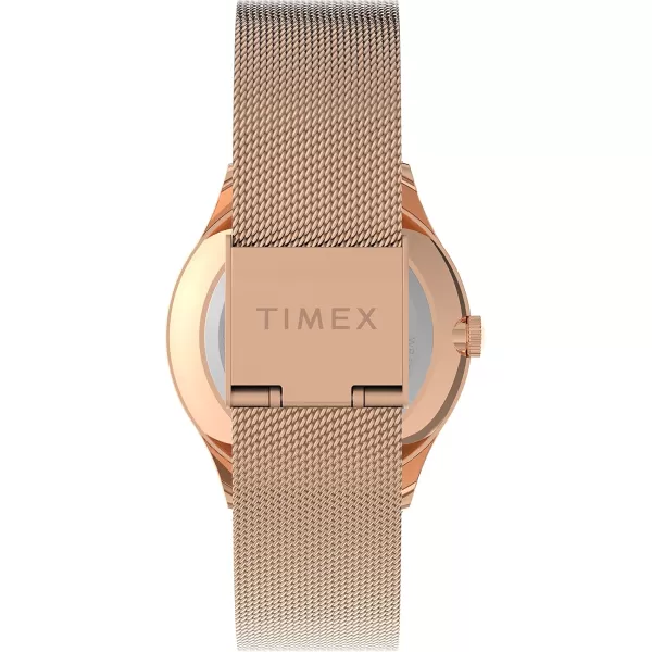 Timex Womens Celestial Opulence 32mm Watch  Rose GoldTone Case SilverTone Glitter Dial with Rose GoldTone Stainless Steel Mesh Bracelet