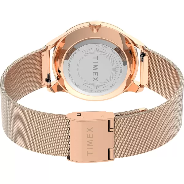 Timex Womens Celestial Opulence 32mm Watch  Rose GoldTone Case SilverTone Glitter Dial with Rose GoldTone Stainless Steel Mesh Bracelet